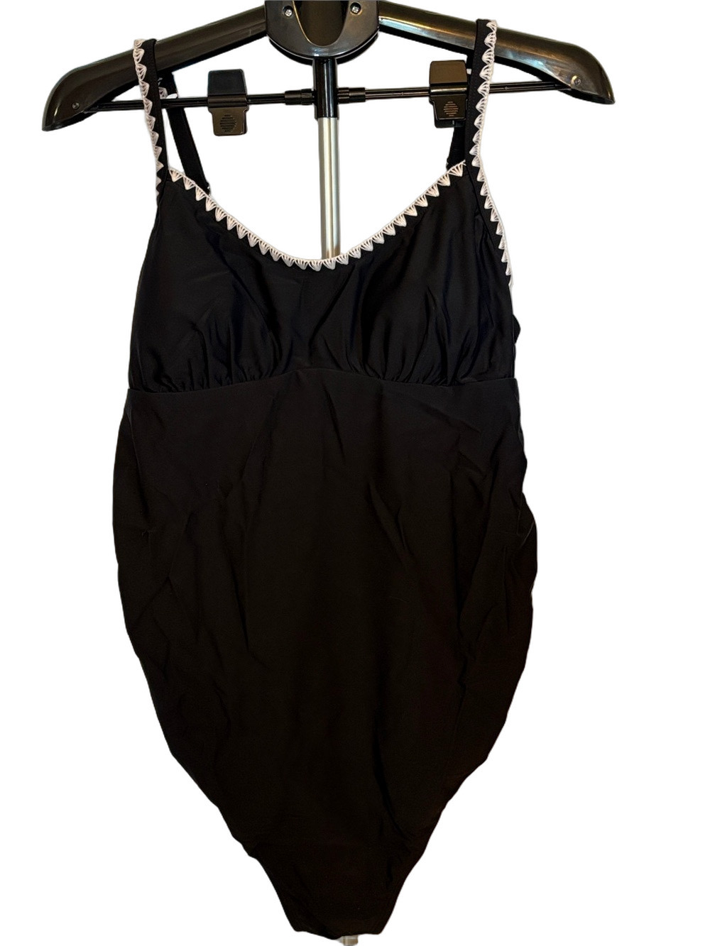 Cupshe Black One-Piece Swimsuit with White Trim